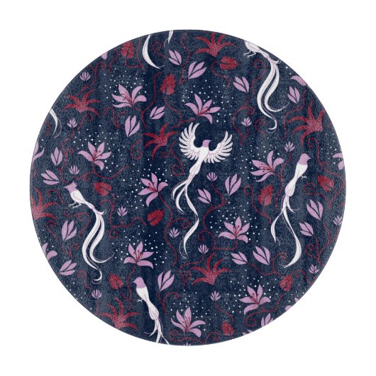 Paradise Birds: bloeiend patroon. Snijplank (Voorkant)