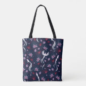 Paradise Birds: bloeiend patroon. Tote Bag (Achterkant)