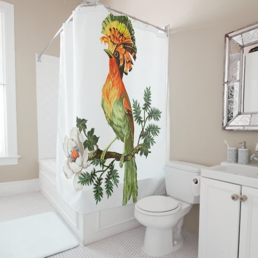 Paradise Birds: exotische bloemenachtergrond Douchegordijn (In situ)