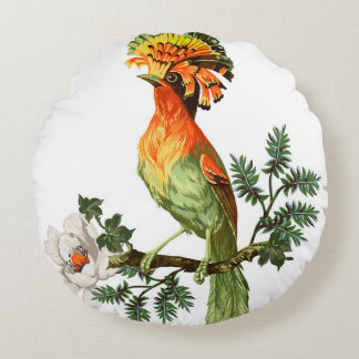 Paradise Birds: exotische bloemenachtergrond Rond Kussen
