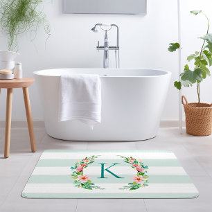 Paradise Bloemen en Strepen Monogram Badmat