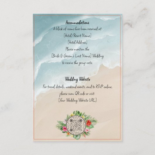 Paradise Blooms Wedding Enclosure Kaart (Achterkant)