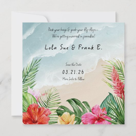 Paradise Blooms Wedding Save the Date (Voorkant)
