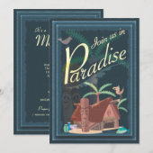 Paradise Blue Hawaii Margarita Party Invitation Kaart (Voorkant / Achterkant)