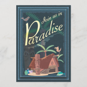 Paradise Blue Hawaii Margarita Party Invitation Kaart
