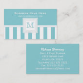 Paradise Blue White Stripe: Monogram Visitekaartje (Voorkant / Achterkant)