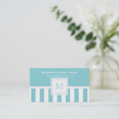 Paradise Blue White Stripe: Monogram Visitekaartje (Staand voorkant)