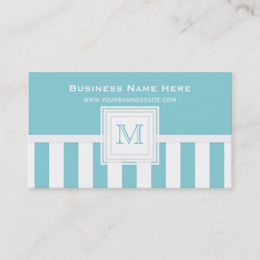 Paradise Blue White Stripe: Monogram Visitekaartje (Voorkant)
