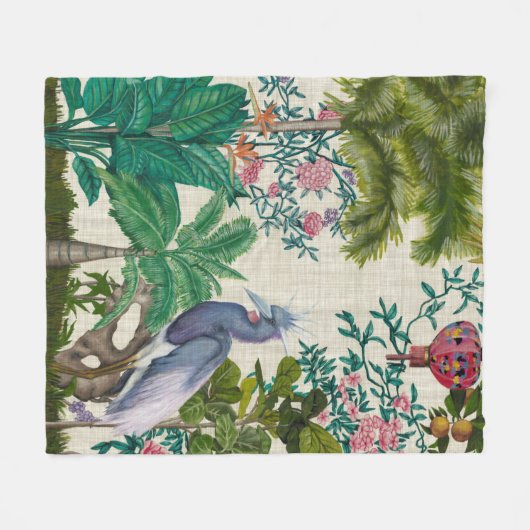 Paradise Chinoiserie Fleece Deken (Voorkant (Horizontaal))