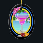 Paradise Cocktail Keramisch Ornament<br><div class="desc">Veel plezier hiermee. Denk aan thema's! Het spel met achtergrondkleuren, voegt of schrapt tekst toe, en (voor een beetje van extra prijs) pas de rug met afbeeldingen, kleur, uw logo/bedrijfsinfo., enz. aan! Vergeet niet dat sierplanten niet alleen voor kerstbomen zijn. Ze zien er mooi uit in je huis, hangen over...</div>