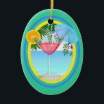 Paradise Cocktail Keramisch Ornament<br><div class="desc">Veel plezier met deze. Denk aan thema’s! Speel met achtergrondkleuren, voeg tekst toe of verwijder tekst en pas (tegen een beetje extra vergoeding) de achterkant aan met afbeeldingen, kleur, uw logo / bedrijfsinformatie., enz.! Ornamenten zijn niet alleen voor kerstbomen. Ze zien er leuk uit in uw huis, hangen over een...</div>