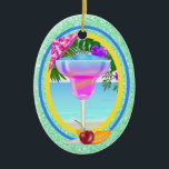 Paradise Cocktail Keramisch Ornament<br><div class="desc">Veel plezier hiermee. Denk aan thema's! Het spel met achtergrondkleuren, voegt of schrapt tekst toe, en (voor een beetje van extra prijs) pas de rug met afbeeldingen, kleur, uw logo/bedrijfsinfo., enz. aan! Vergeet niet dat sierplanten niet alleen voor kerstbomen zijn. Ze zien er mooi uit in je huis, hangen over...</div>