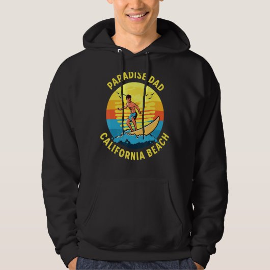 Paradise Dad Surfing California Beach Hoodie (Voorkant)