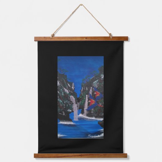 Paradise eiland, Scarlett ara Grotto Hangend Wandkleed (Voorkant)