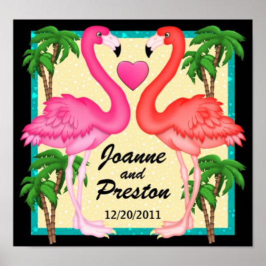 Paradise Flamingo Love Poster (Voorkant)