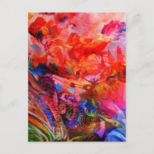 Paradise Floral Bird Phoenix Rising Flame Art Briefkaart