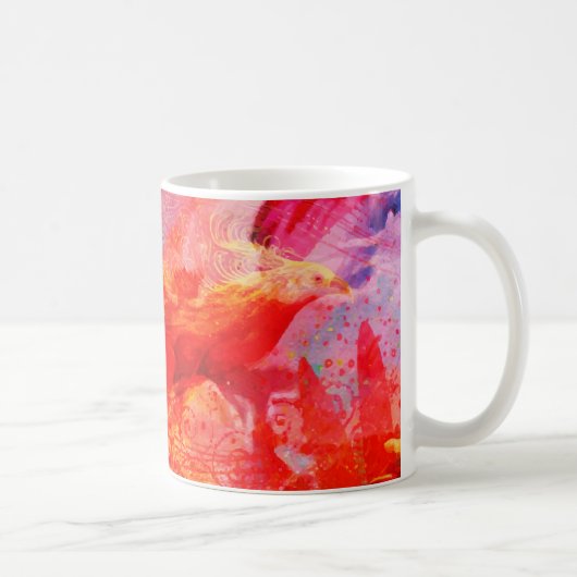 Paradise Floral Bird Phoenix Rising Flame Art Koffiemok (Rechts)