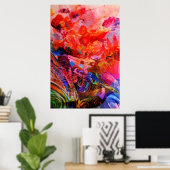 Paradise Floral Bird Phoenix Rising Flame Art Poster (Thuiskantoor)
