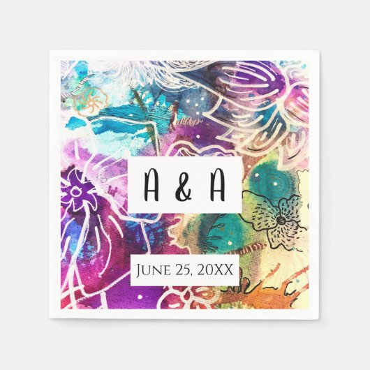 Paradise Floral bruiloft servetten (Voorkant)