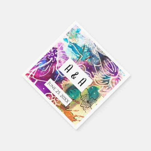 Paradise Floral bruiloft servetten (Hoek)