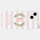 Paradise Floral en roze strepen Monogram Case-Mate iPhone Case (Achterkant (horizontaal))
