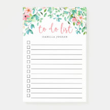 Paradise Floral Monogrammed Lined To-Do Lijst