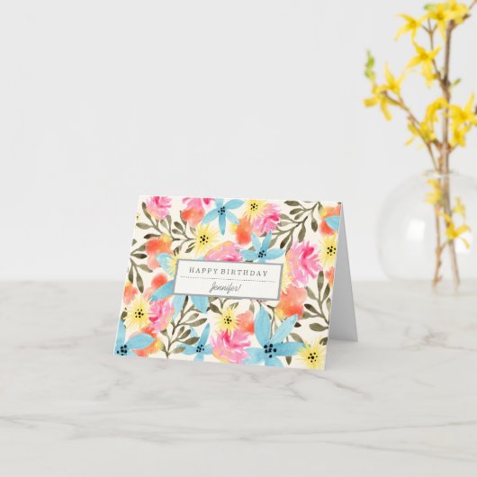 Paradise Flowers Custom Birthday Card Kaart (Gele Bloem)