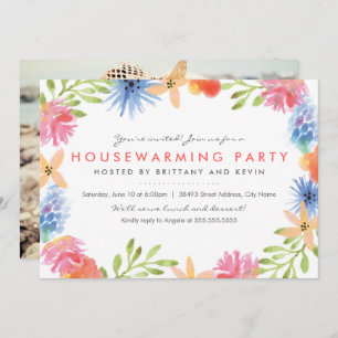Paradise Flowers Housewarming Part Invite Kaart