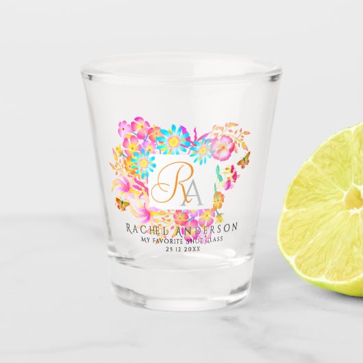Paradise Garden Monogram Shot Glas (Voorkant)