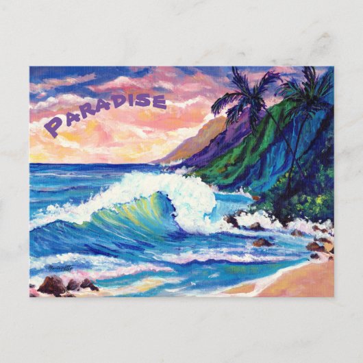 Paradise Hawaii Tropisch kleurig zeekapje Briefkaart (Voorkant)
