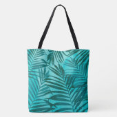 Paradise Hawaiian Palms Tropisch in het Blauwgroen Tote Bag (Achterkant)