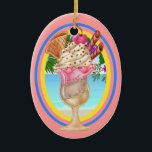 Paradise Ice Cream Sundae Keramisch Ornament<br><div class="desc">Veel plezier met deze. Denk aan thema's! Het spel met achtergrondkleuren, voegt of schrapt tekst toe, en (voor een beetje van extra prijs) pas de rug met afbeeldingen, kleur, uw logo/bedrijfsinfo., enz. aan! Vergeet niet dat sierplanten niet alleen voor kerstbomen zijn. Ze zien er mooi uit in je huis, hangen...</div>