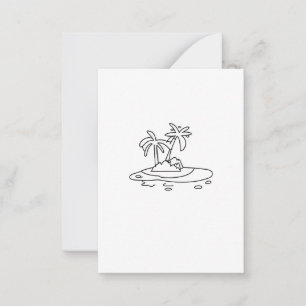 Paradise Island cadeau, lijntje tekening Notitiekaartje