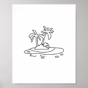 Paradise Island cadeau, lijntje tekening Poster