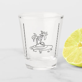 Paradise Island glas, lijntekening Shot Glas