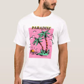 Paradise Island met zonsondergang T-shirt (Voorkant)