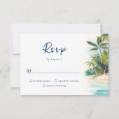 Paradise Island Tropical Beach Bruiloft RSVP-kaart RSVP Kaartje (Voorkant)