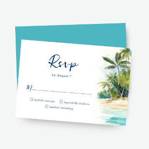 Paradise Island Tropical Beach Bruiloft RSVP-kaart RSVP Kaartje