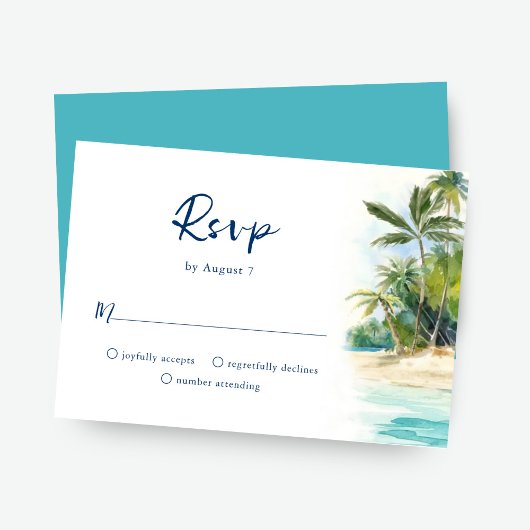 Paradise Island Tropical Beach Bruiloft RSVP-kaart RSVP Kaartje