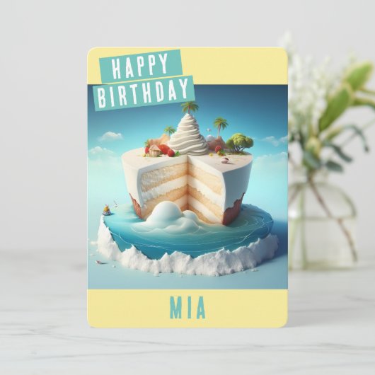 Paradise island Verjaardag Kaart (Staand voorkant)