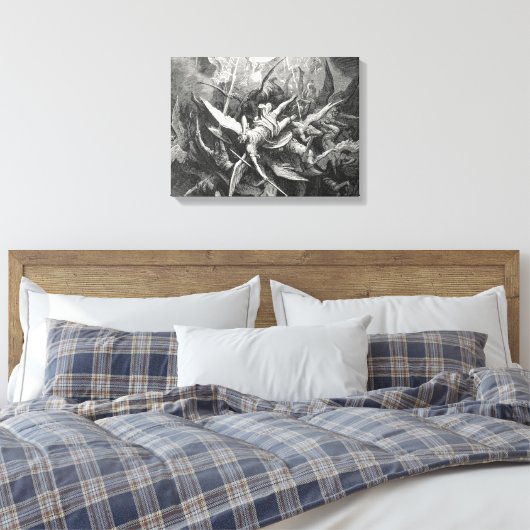 Paradise Lost Herfst van Rebel Angels Gustave Dore Canvas Afdruk (Insitu (Slaapkamer))