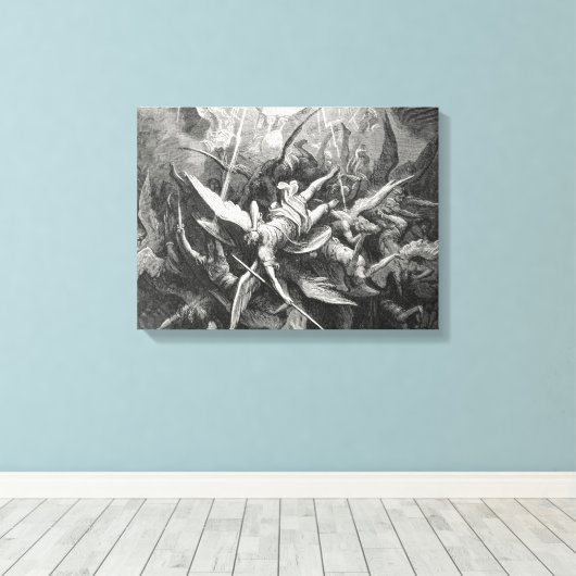 Paradise Lost Herfst van Rebel Angels Gustave Dore Canvas Afdruk (Insitu (Houten vloer))