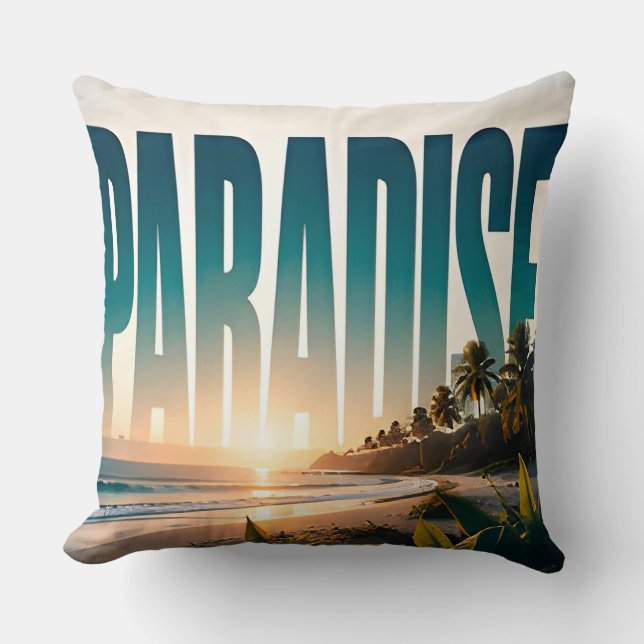 Paradise Luxury Resort Redactionele Grafische Coll Kussen (Voorkant)