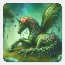 Paradise Magische Fairy Paard Vierkante Sticker