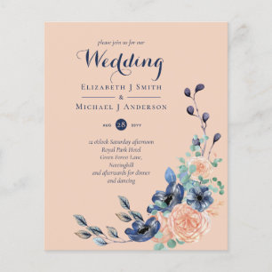 Paradise marine Coral Floral Wedding Invites