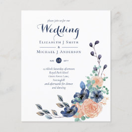 Paradise marine Coral Floral Wedding nodigt begrot