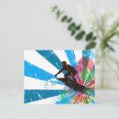 Paradise met vervorming surfer briefkaart (Staand voorkant)