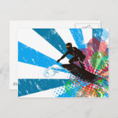 Paradise met vervorming surfer briefkaart (Voorkant / Achterkant)