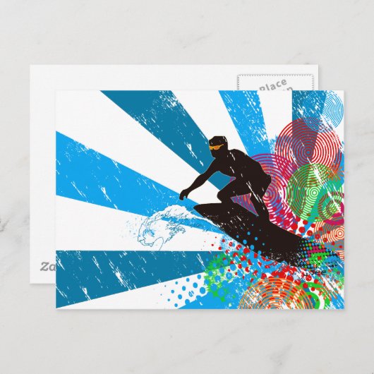 Paradise met vervorming surfer briefkaart (Voorkant / Achterkant)