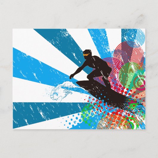 Paradise met vervorming surfer briefkaart (Voorkant)